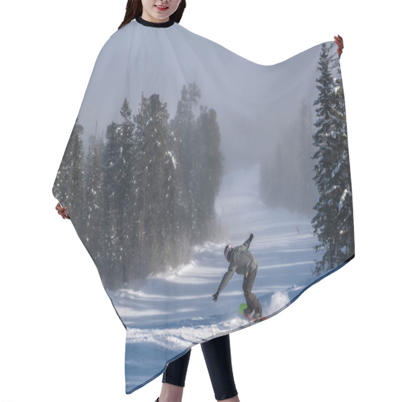 Personality  Snowboarder Slides Down The Snowy Hill Hair Cutting Cape