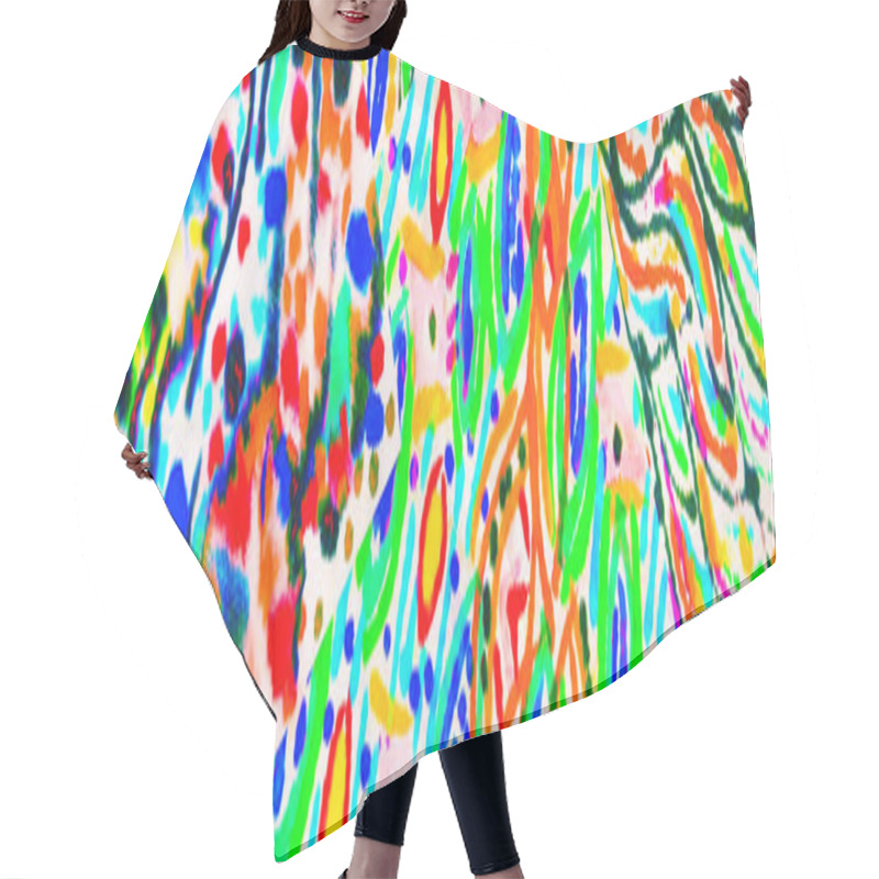 Personality  Blue Mosaic Design. Pink Fashion Texture. Orange Geometric Illustration. Green Fluid Splash. Red Heaven Drawing. Bright Tie Dye Texture. Abstract Decor. Hair Cutting Cape