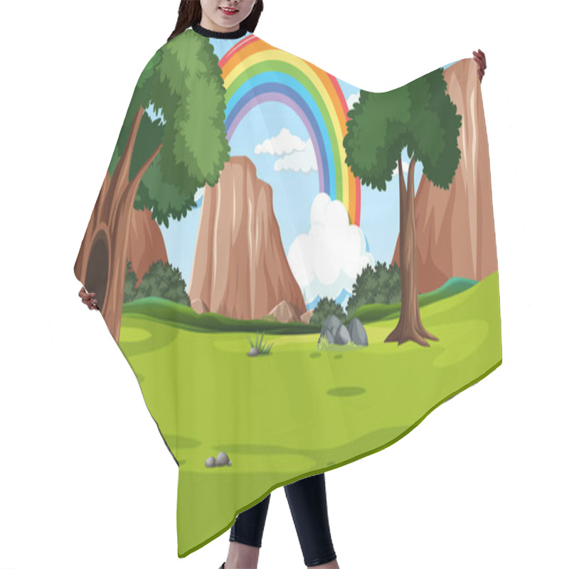 Personality  Nature Scene Background With Rainbow In The Sky Illustration Hair Cutting Cape