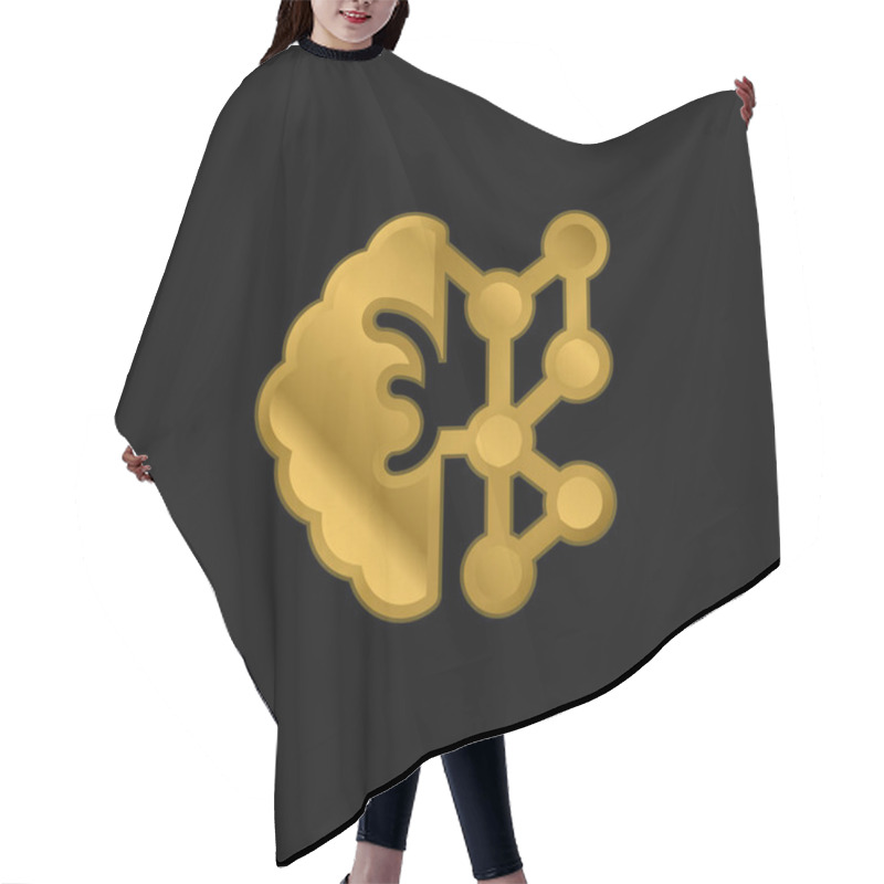 Personality  AI Gold Plated Metalic Icon Or Logo Vector Hair Cutting Cape