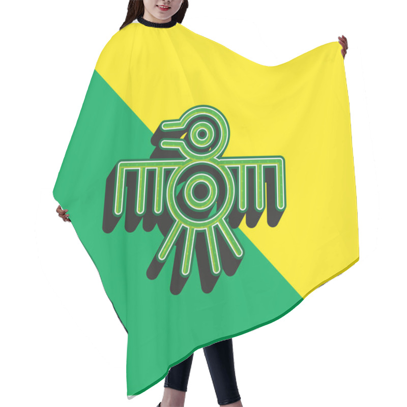 Personality  Bird Old Indian Design Of Thin Lines Green And Yellow Modern 3d Vector Icon Logo Hair Cutting Cape