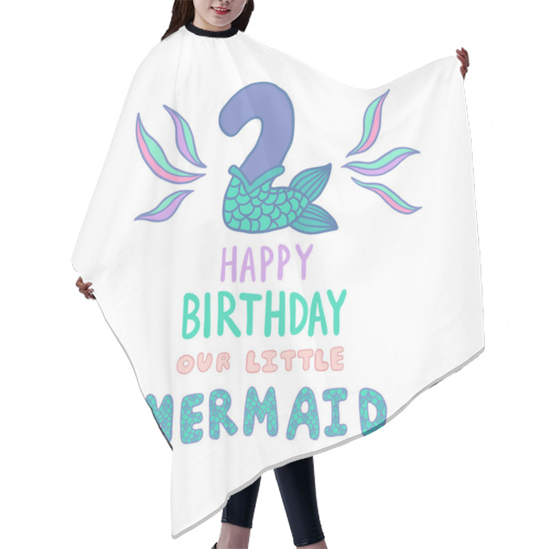 Personality  Number Two With Mermaid Tail Vector Illustration Hair Cutting Cape