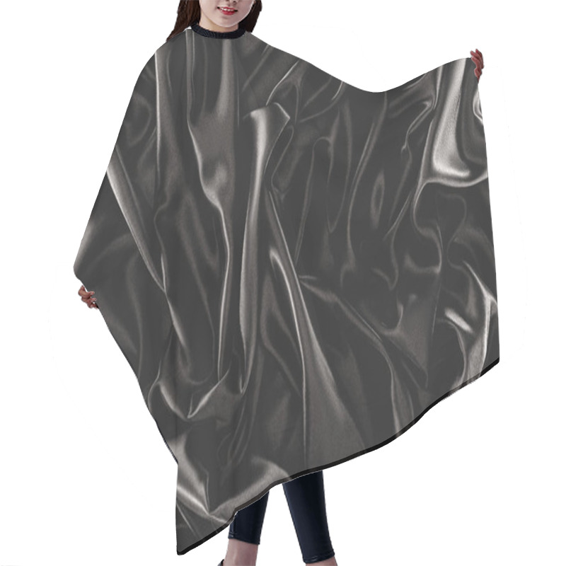 Personality  Full Frame Of Black Elegant Silk Cloth As Background Hair Cutting Cape