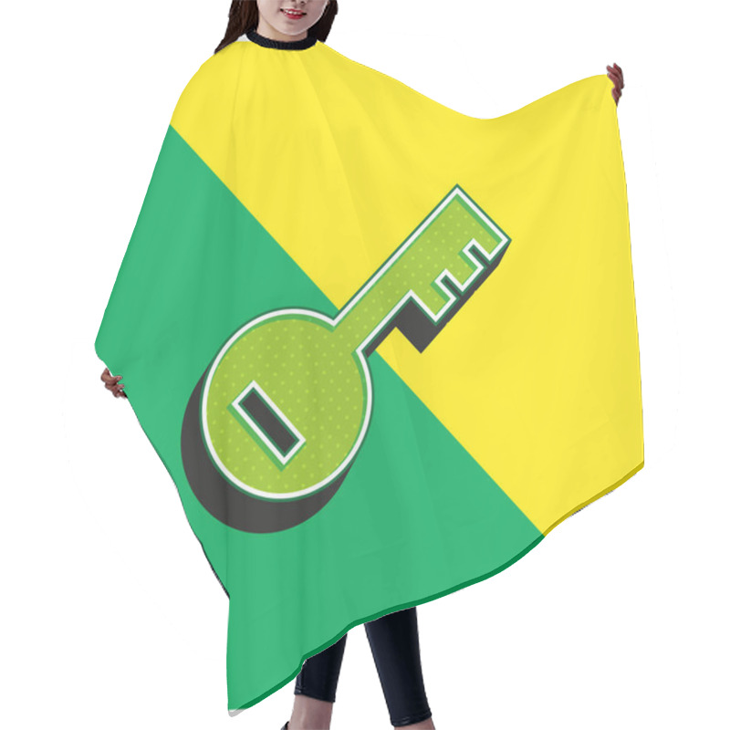 Personality  Account PassKey Green And Yellow Modern 3d Vector Icon Logo Hair Cutting Cape