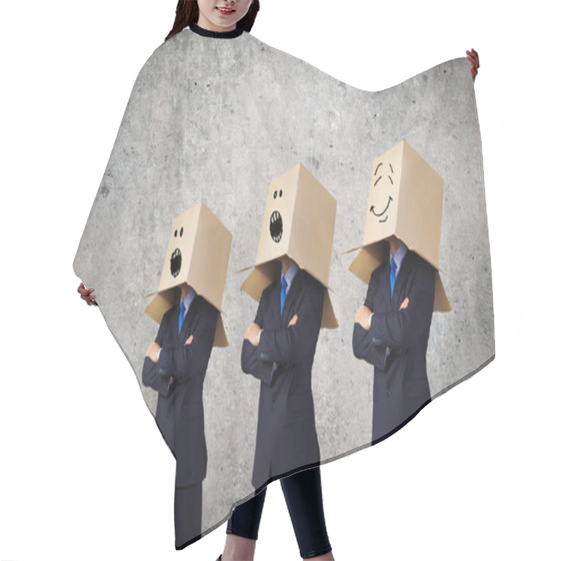 Personality  Man With Box On Head Hair Cutting Cape