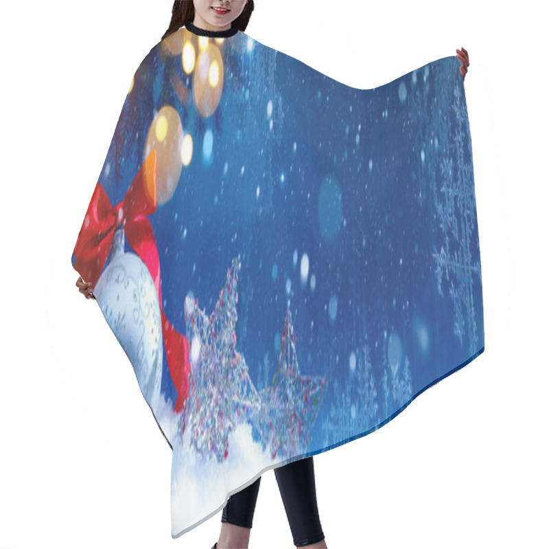 Personality  Art Blue Snow Christmas Holidays Lights  Background Hair Cutting Cape