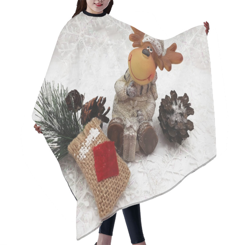 Personality  Festive Background To Christmas Moose Racing Animal Star Hair Cutting Cape