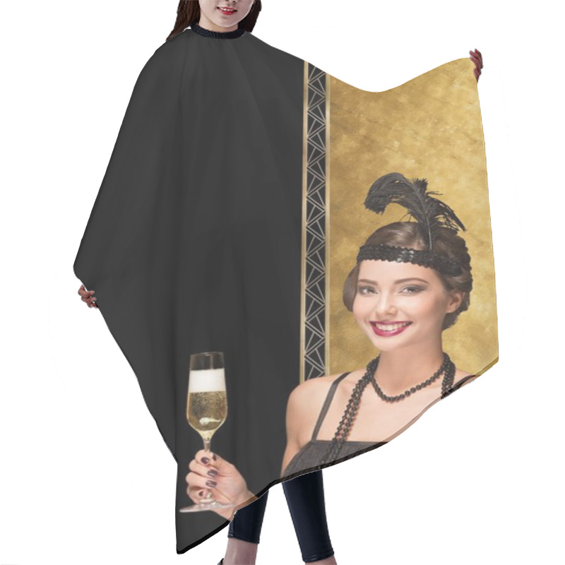 Personality  Art Deco Style Party Girl. Hair Cutting Cape