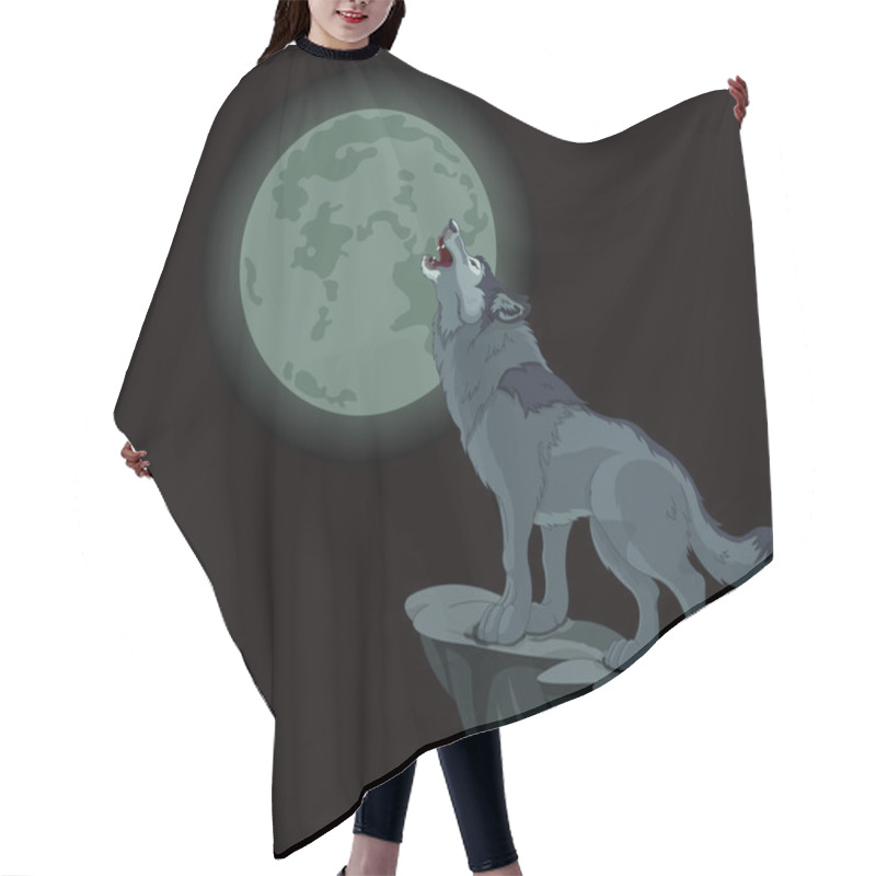 Personality  Howling Wolf At The Full Moon Hair Cutting Cape