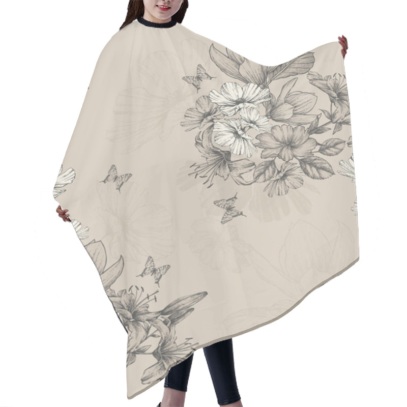 Personality  Seamless Floral Background With Magnolia. Vector Illustration Hair Cutting Cape