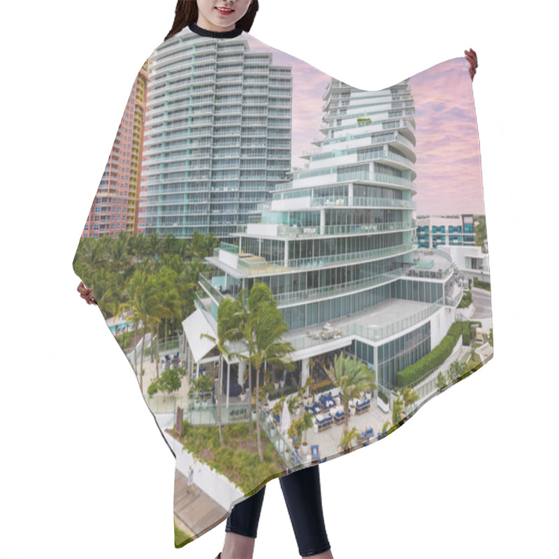 Personality  Fort Lauderdale, FL, USA - January 9, 2021: Aerial Photo Of Auberge Beach Residences Hair Cutting Cape