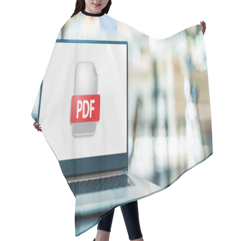 Personality  Laptop Computer Displaying The Icon Of PDF File Hair Cutting Cape