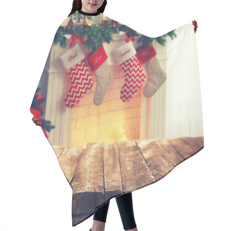 Personality  Fireplace With Christmas Decorations Hair Cutting Cape