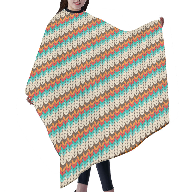 Personality  Seamless Striped Knitting Pattern Hair Cutting Cape