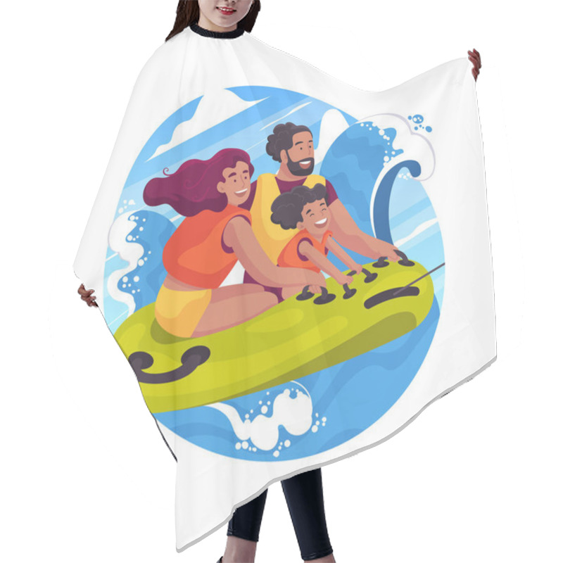 Personality  Tubing Isolated Cartoon Vector Illustration. Family Sitting On A Big Inflated Tube, Aquatic Park Fun Activity, Children Riding With Parents, Tubing Attraction, Splash Of Water Vector Cartoon. Hair Cutting Cape