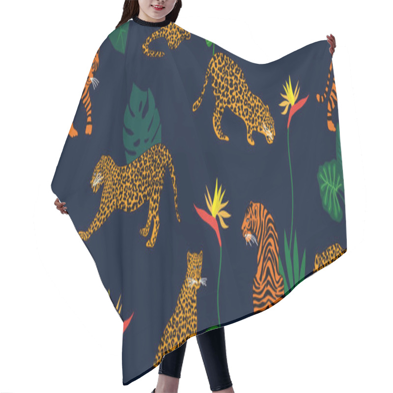 Personality  Jungle Dreams. Animal Print With Ethnic Motifs. Hair Cutting Cape