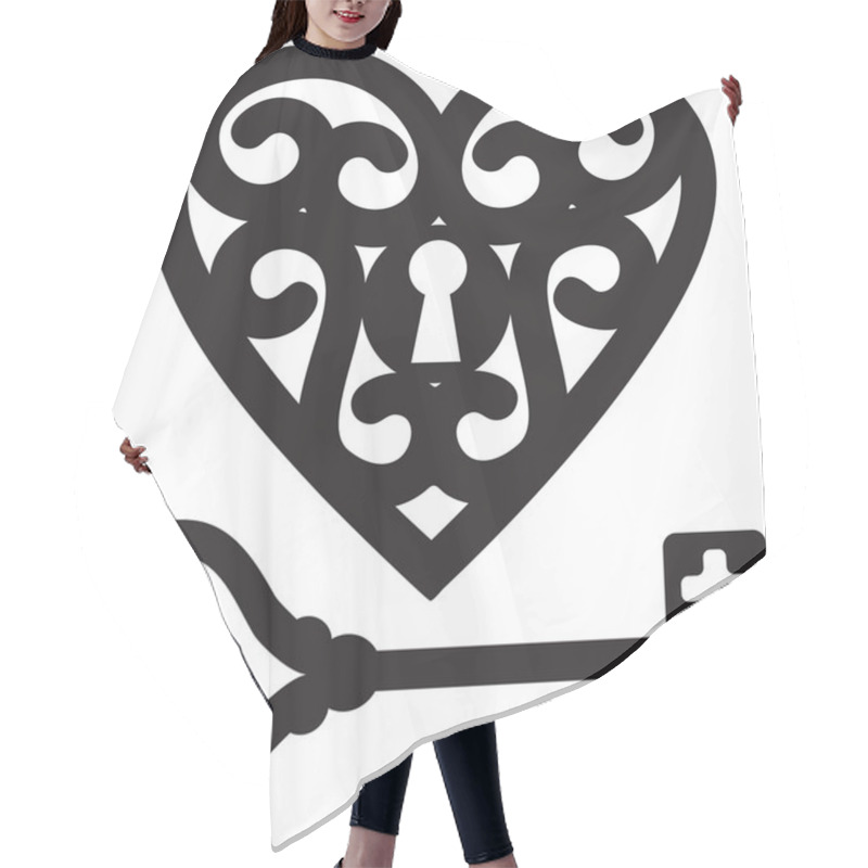 Personality  Heart And Skeleton Key Hair Cutting Cape