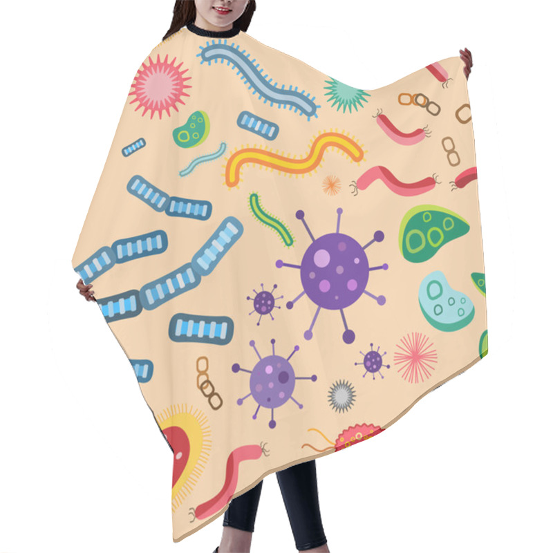 Personality  Bacteria Virus Vector Seamless Pattern Hair Cutting Cape