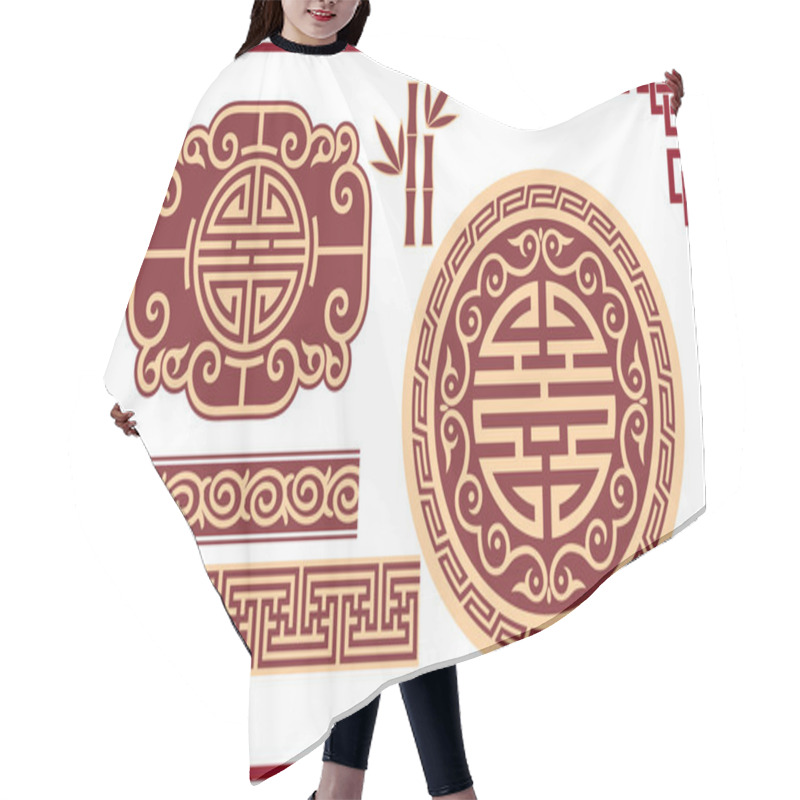 Personality  Set Of Oriental Design Elements Hair Cutting Cape