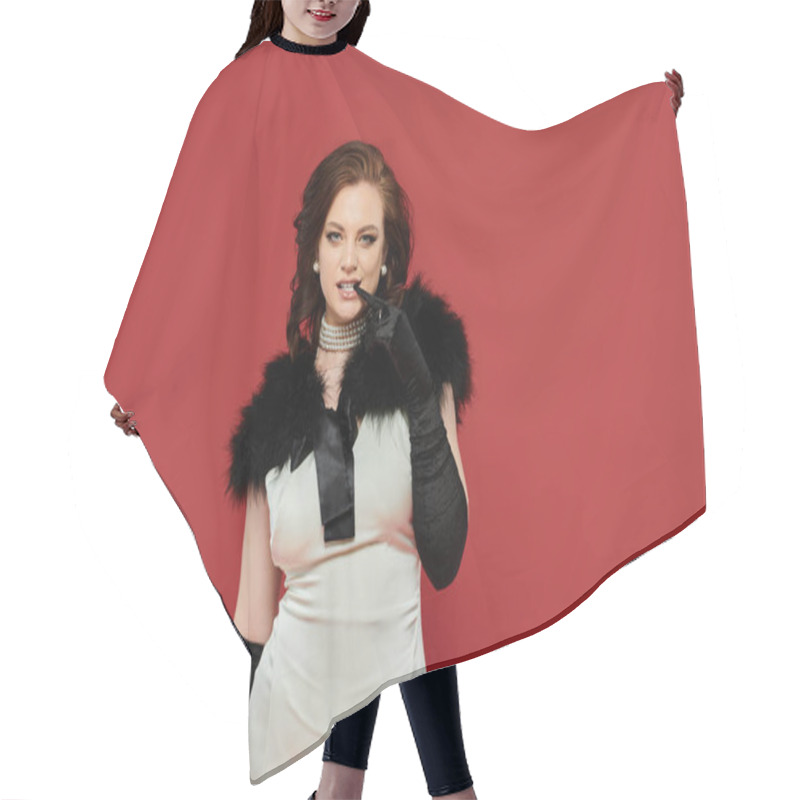 Personality  The Young Woman Showcases Elegance With A Striking Outfit And A Captivating Expression. Hair Cutting Cape