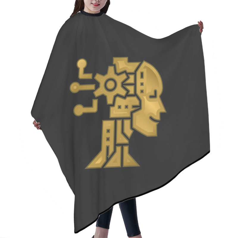 Personality  AI Gold Plated Metalic Icon Or Logo Vector Hair Cutting Cape