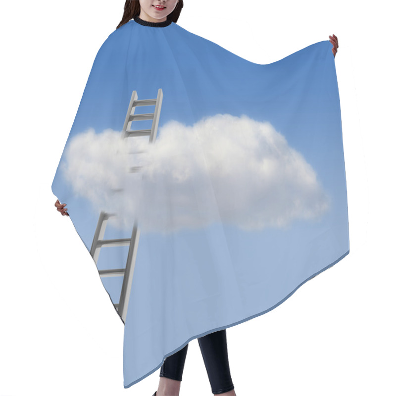 Personality  Blue Sky With Cloud And Ladder, Way To Success Concept Hair Cutting Cape