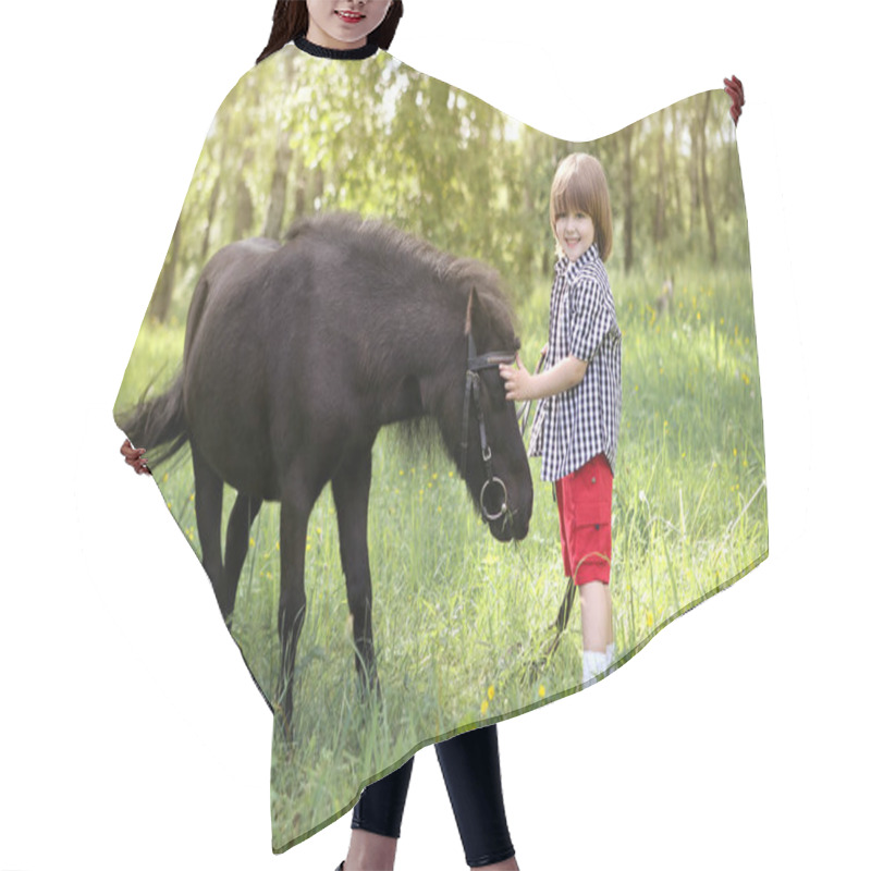 Personality  Boy And Pony Walking In The Woods Hair Cutting Cape