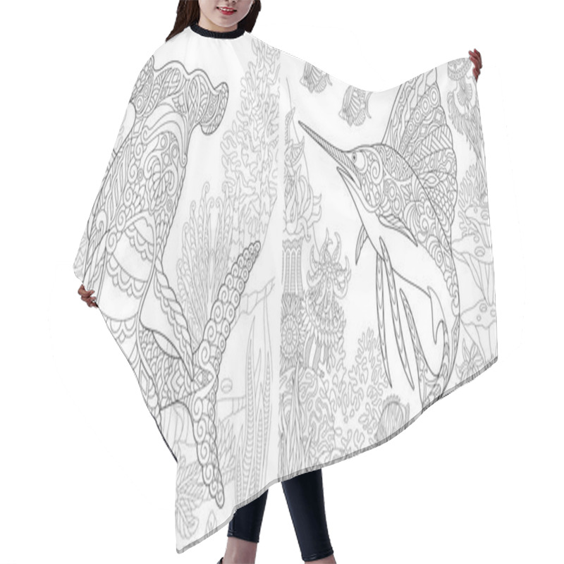 Personality  Zentangle Underwater Collection Hair Cutting Cape