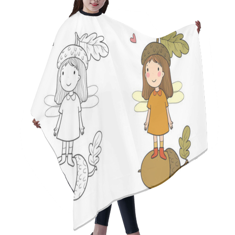 Personality  Cute Cartoon Fairy.Little Flower Elf. Little Girl With Wings. Illustration For Coloring Books. Hair Cutting Cape