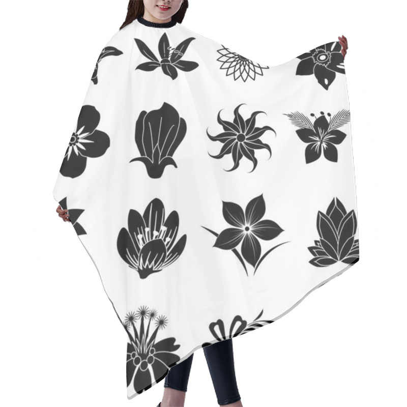 Personality  Flower Silhouette Icons Set Hair Cutting Cape