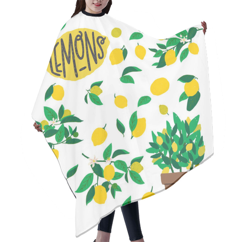 Personality  Lemons On Granches And Leaves Clipart Hair Cutting Cape