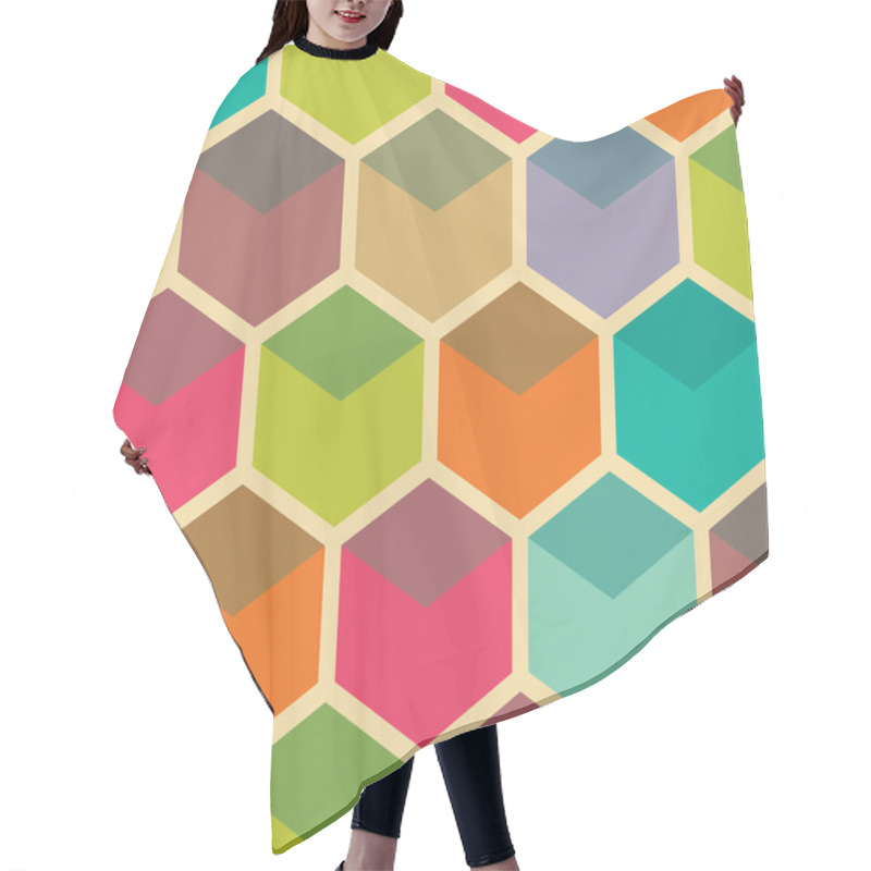 Personality  Retro Hexagon Seamless Pattern Hair Cutting Cape