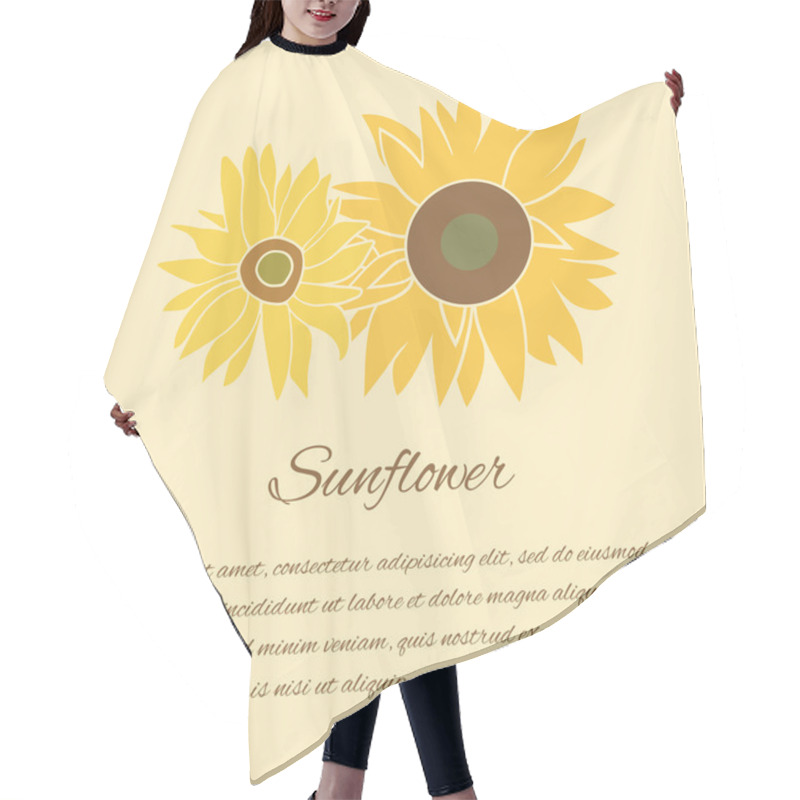 Personality  Sunflower Vector Greeting Card On The Bright Background Hair Cutting Cape