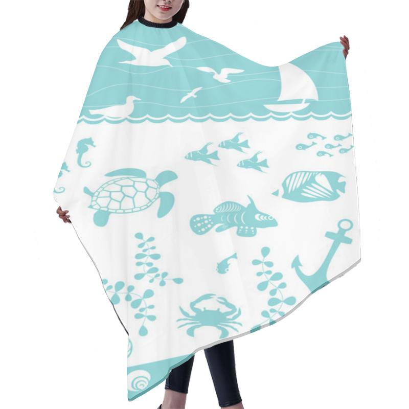 Personality  Seabed With Marine Inhabitants Hair Cutting Cape