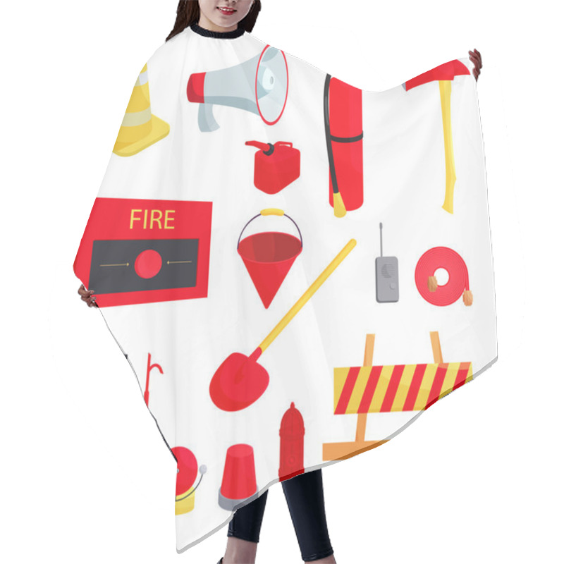 Personality  Firefighter Icons Set, Cartoon Style Hair Cutting Cape