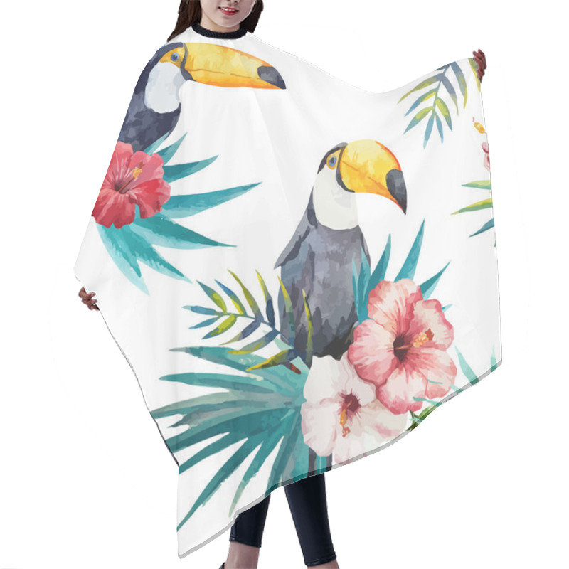 Personality  Tropical Pattern With Birds Hair Cutting Cape