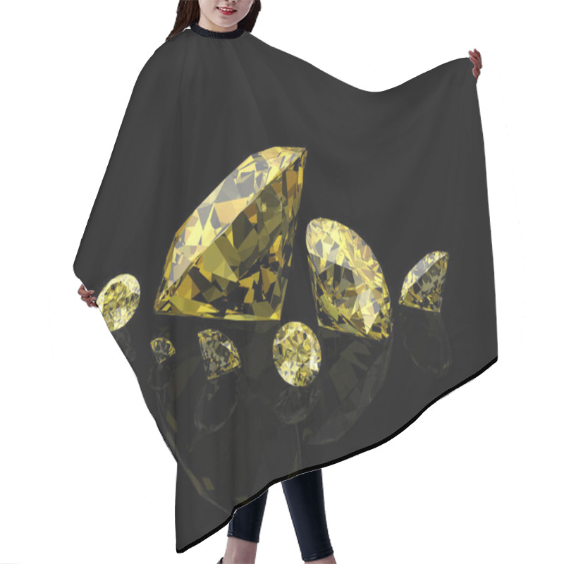 Personality  Yellow Sapphire On Black Background.3D Illustration Hair Cutting Cape