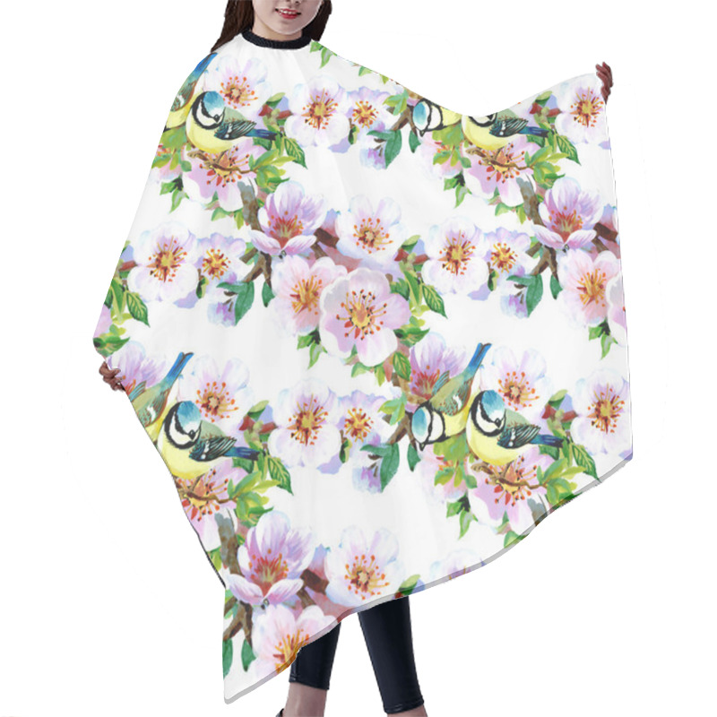 Personality  Beautiful Spring Flowers And Birds Pattern  Hair Cutting Cape