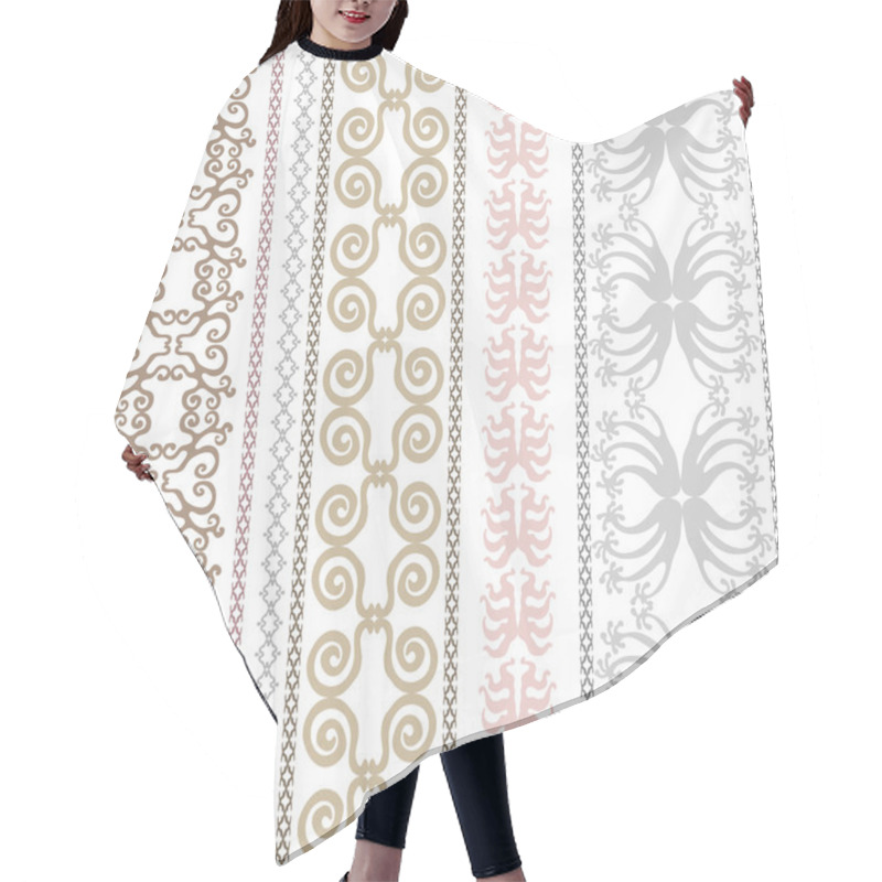 Personality  Set Of Luxury Bohemian Borders. Hand Drawn Scrolls, Geometric Ornaments, Damask Patterns, Floral Prints, Art Deco And Oriental Motifs. Hair Cutting Cape