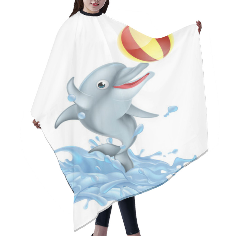 Personality  Cartoon Splashing Dolphin Playing With Ball Hair Cutting Cape