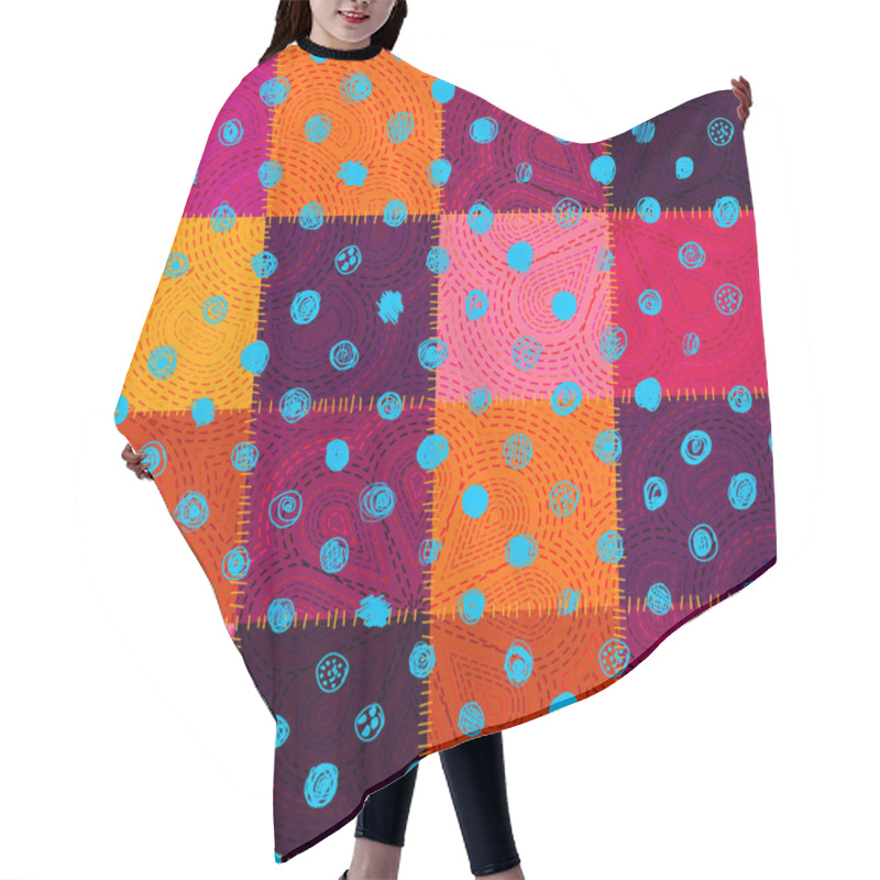 Personality  Vector Seamless Ethnic Patchwork Pattern Hair Cutting Cape