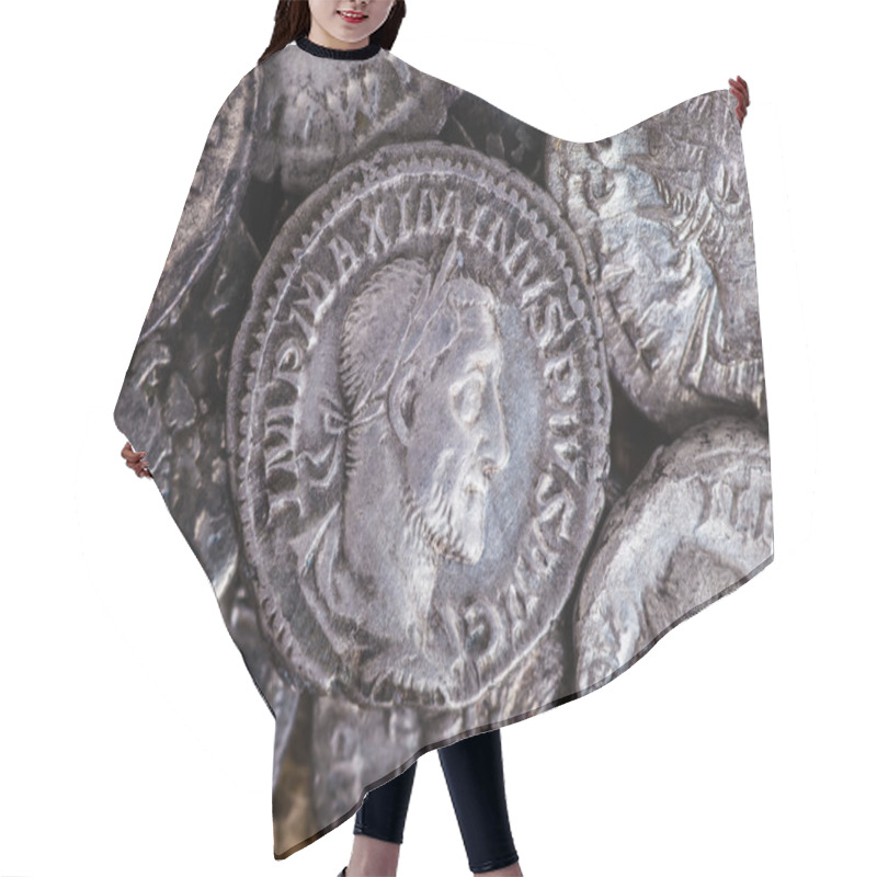 Personality  Ancient Coin Of The Roman Empire. Hair Cutting Cape