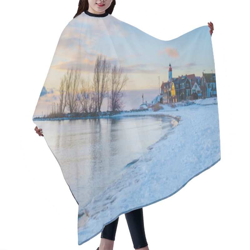 Personality  Lighthouse Of Urk During Winter With Snow Landscape In The Netherlands Hair Cutting Cape