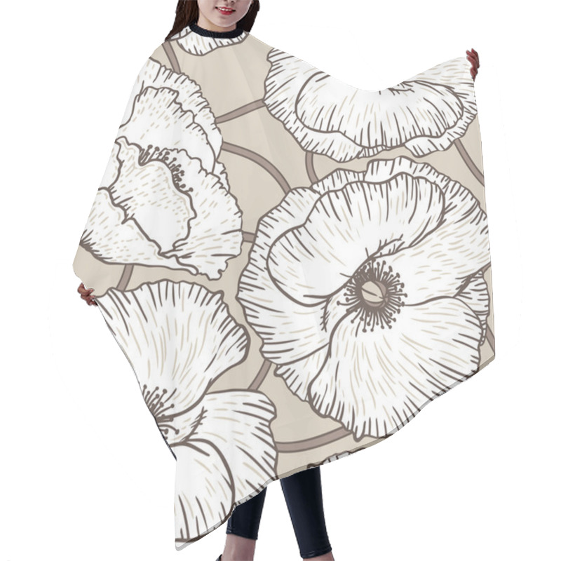 Personality  Pattern With Poppy Flowers Hair Cutting Cape