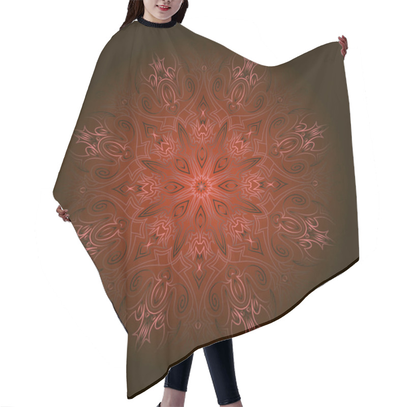 Personality  Red Circular Pattern With Transparent Edge Over Black Background Hair Cutting Cape