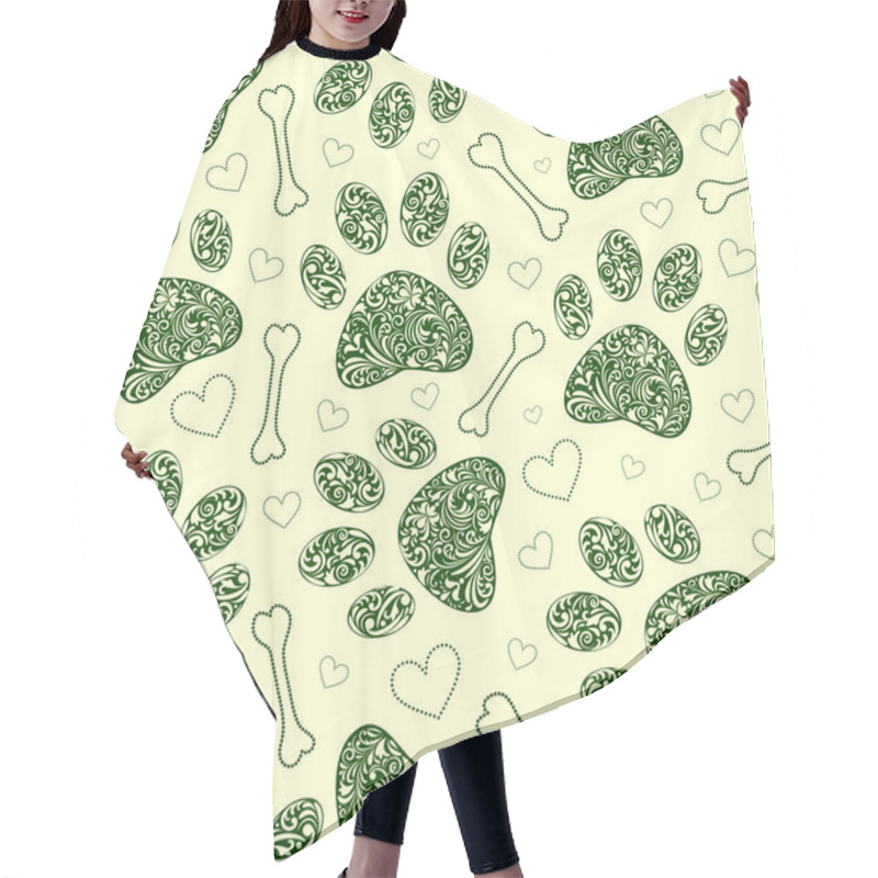 Personality  Seamless Pattern With Floral Animal Paw Print Hair Cutting Cape