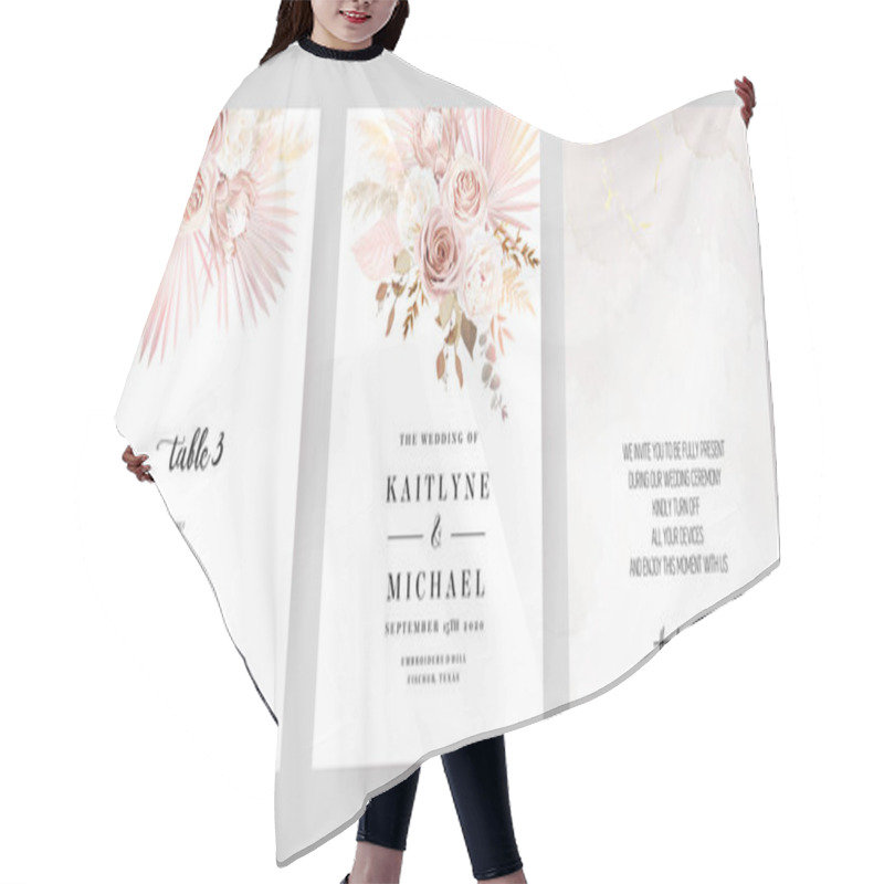 Personality  Luxurious Beige And Blush Trendy Vector Design Square Frames Hair Cutting Cape