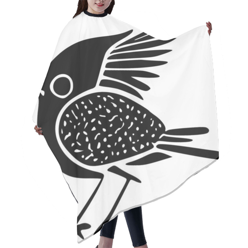 Personality  Black And White Of Illustration Of A Bird Hair Cutting Cape