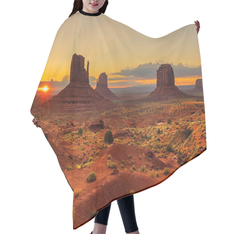 Personality  Sunrise Over Monument Valley Panorama Hair Cutting Cape