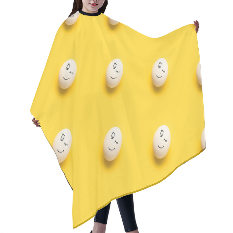 Personality  Painted Eggs With Winking Emoji Hair Cutting Cape